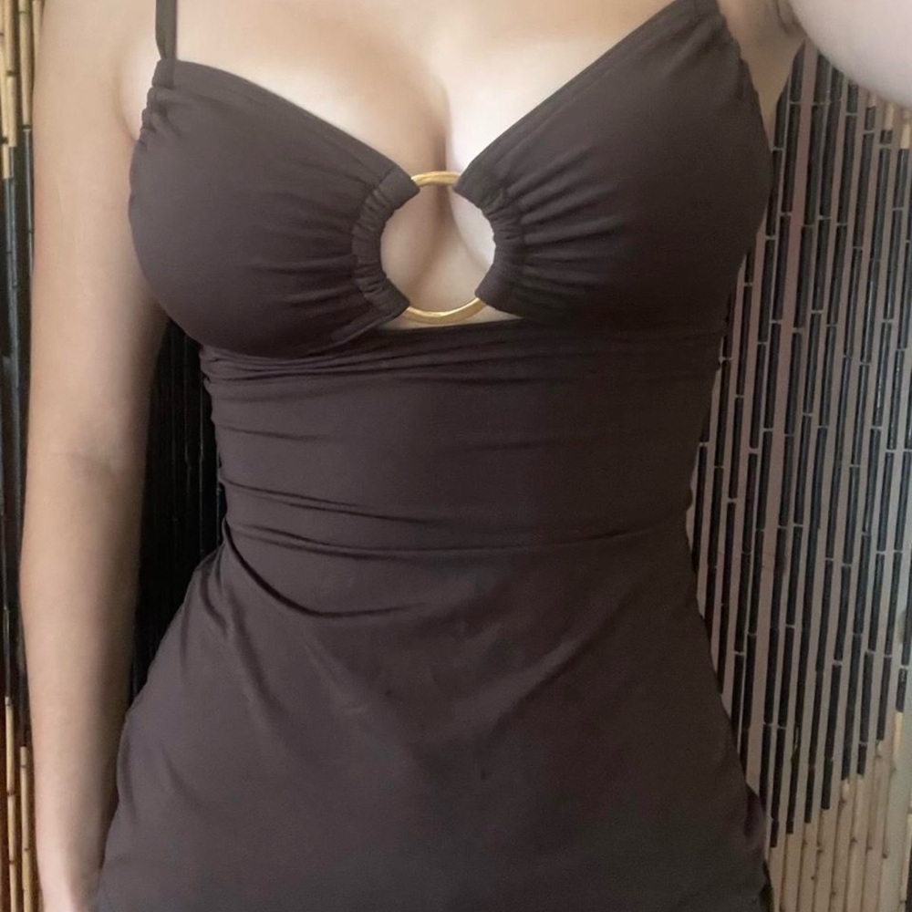 Brown top with Gold Ring Detail